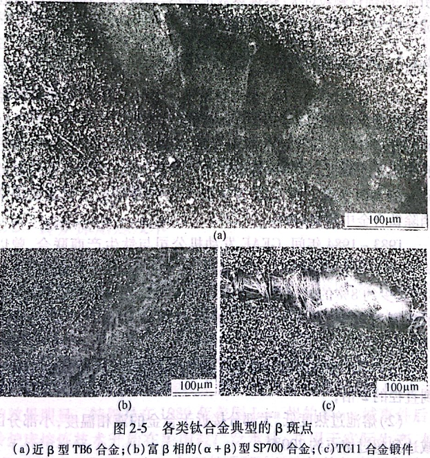 各類鈦合金典型的β斑點 各類鈦合金典型的β斑點